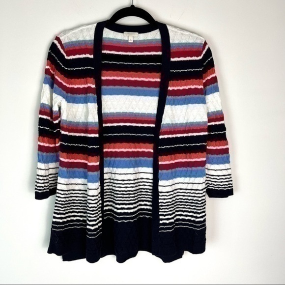 Talbots womens multicolor stripe open front knit cardigan size medium - Picture 1 of 6